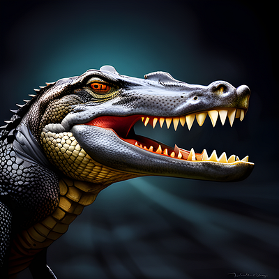 "A Fierce Alligator's Gaze: A Close-Up Portrait of a Prehistoric