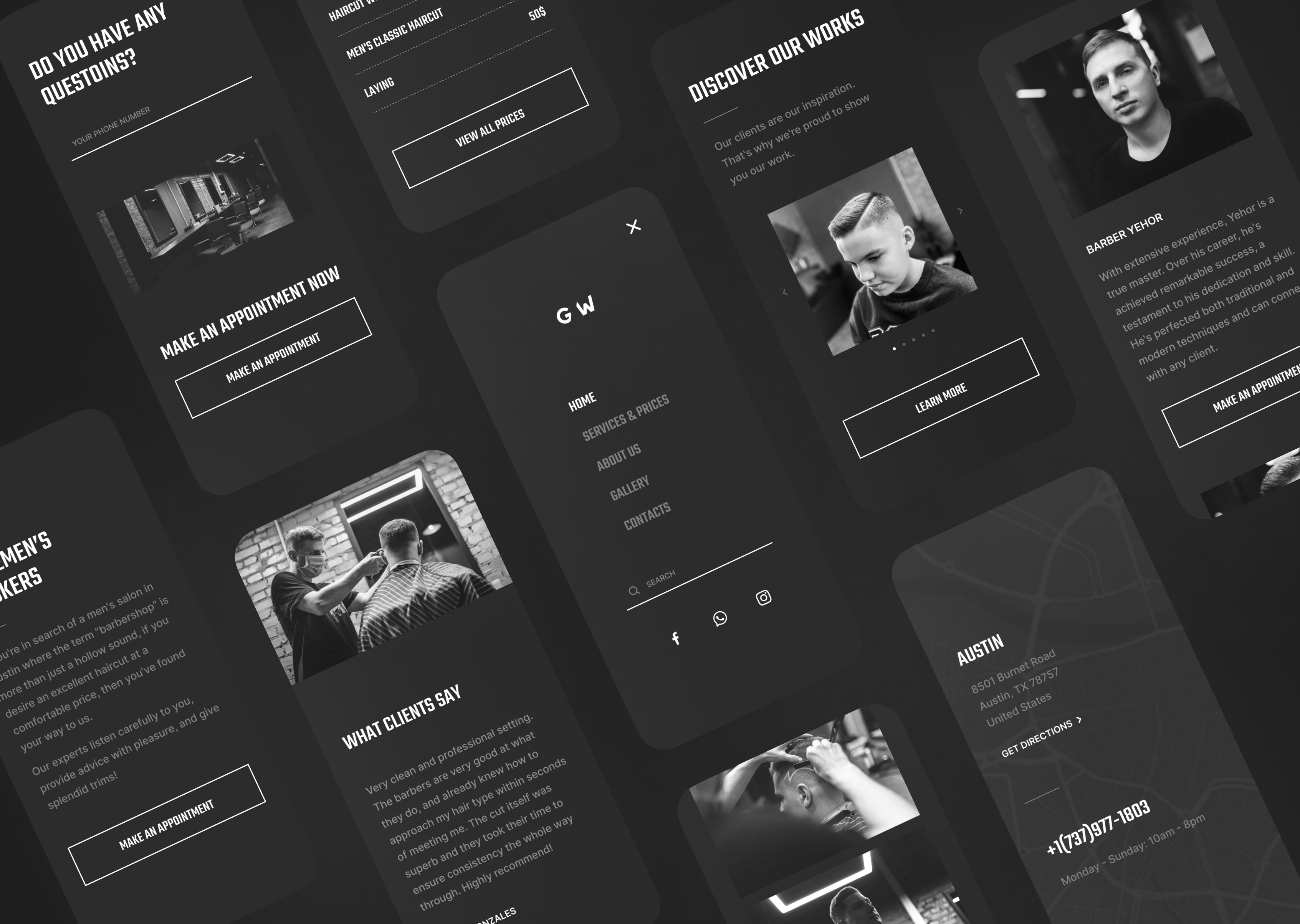 Responsive mobile website for barbershop adaptive design branding business landing page mobile mobile design mobile responsive mobile website ui