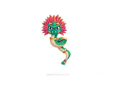 La serpiente emplumada cartoon character children cute feathers history illustration kids mexica mexico mexique serpent. serpiente snake