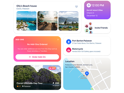 Travel Cards and Widgets cards map mobile app travel ui widgets