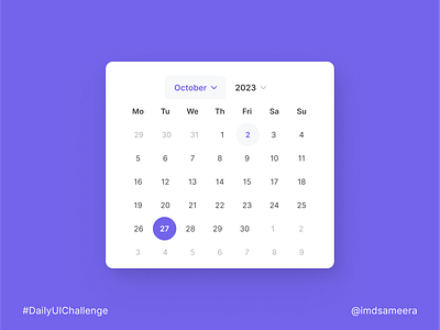 Calendar UI app design calendar ui daily ui daily ui challenge date picker ui mobile app design ui ui design ui design challenge uiux ux ux design