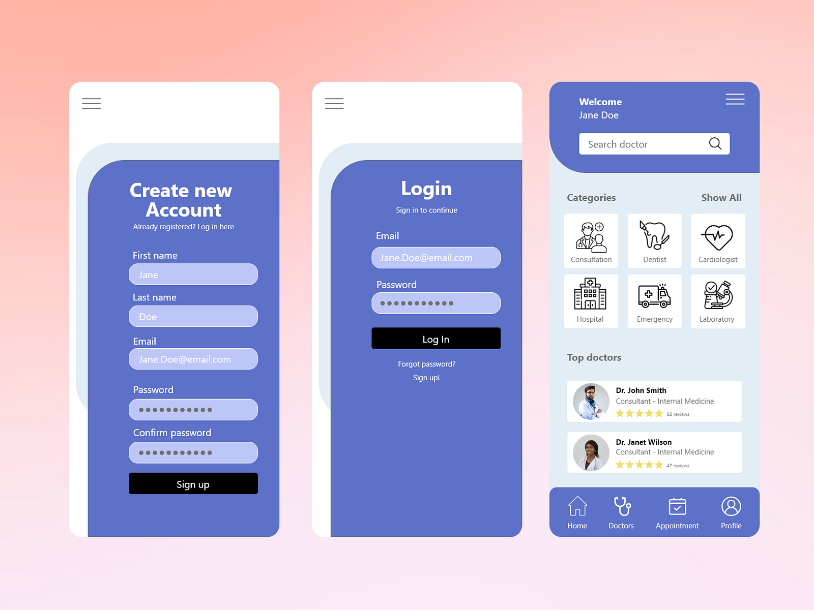 Healthcare App by Moriah Bender on Dribbble