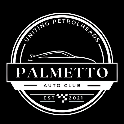 Palmetto Auto Club Logo Black branding design graphic design illustration logo