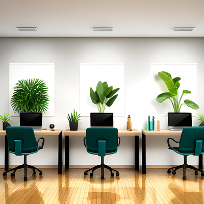 "Nature-Inspired Office Space: A Refreshing and Productive Work
