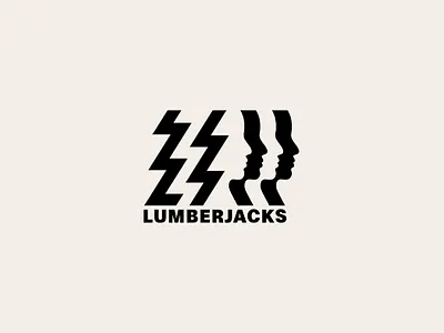 LUMBERJACKS black branding design face flash forest graphic design illustration logger logo logofolio lumberjack man modern pine portfolio saw silhouette tree vector