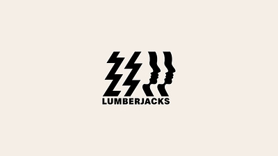LUMBERJACKS black branding design face flash forest graphic design illustration logger logo logofolio lumberjack man modern pine portfolio saw silhouette tree vector