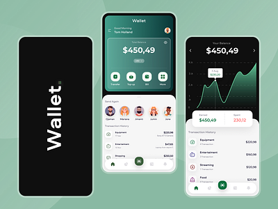 Wallet Mobile Application app design bankingapp charts creditcard designinspiration digitalwallet ewallet figma financeapp fintech fintech app fintech app design mobile app design mobilewallet money transfer transaction ui design uiux user interface wallet