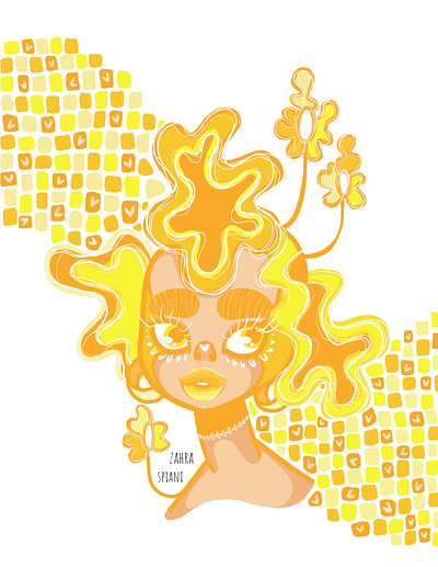 yellow curly artist character design curly digital art digital drawing graphic design illustration yellow