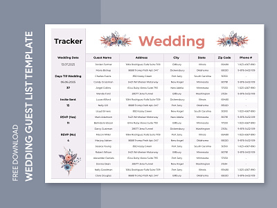 Modern Wedding Guest List Free Google Sheets Template docs free google docs templates free template free template google docs google google docs google sheets guest guest list guest list template guestlist guests list marriage modern sheets spreadsheet table template wedding