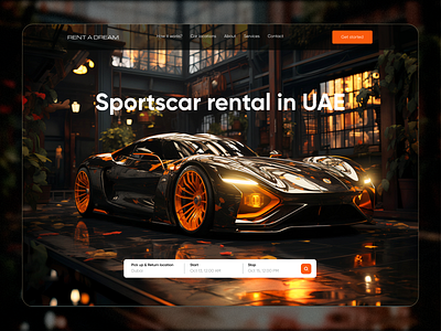 Sportcar rental hero design ui ux