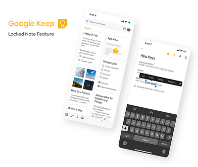 Google Keep with Locked Note Feature design google keep locked note private note ui ux ux design