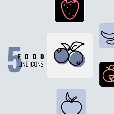 5 food line icons for mobile phone berry food icon food line icon fruit icon graphic design healthy food healthy icon icons line icon mobile icon set line icon vector icon