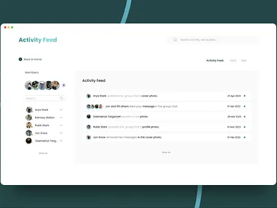 Activity Feed UI Design activity feed design ui