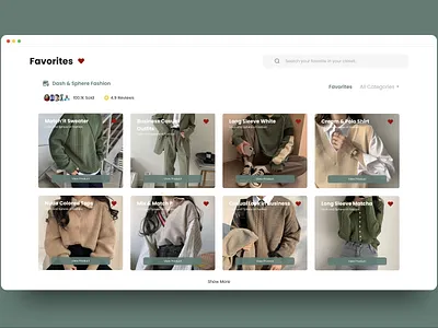 Shop for a clothing UI Design design ui