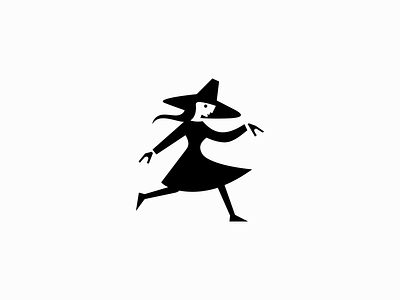 Witch Logo branding design emblem geometric halloween hat icon identity illustration logo magic mark mascot mystical negative space playful symbol vector witch woman