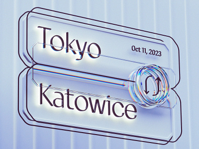 東京 ✈️ Katowice 3d abstract app branding design glass illustration japan logo metal minimal retro travel typography ui ux vhs visual web y2k