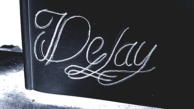 Delay - WIP (Lettering Issue 2 — Monoline Lettering) branding creative lettering custom lettering decorative lettering design design inspiration detailed draft graphic design hand lettering lettering ideas lettering inspiration logotype ornamental sketch traditional lettering typography vintage lettering wip work in progress