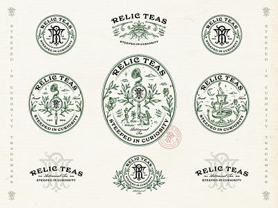 Relic Teas Logofolio brand identity branding hand drawn illustration logo logo collection logo lockup tea logo vintage logo