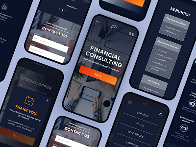Financial Consulting Landing // Mobile screens adaptives company concept consulting design designer financial landing landingpage mobile ui uiux ux web webdesign
