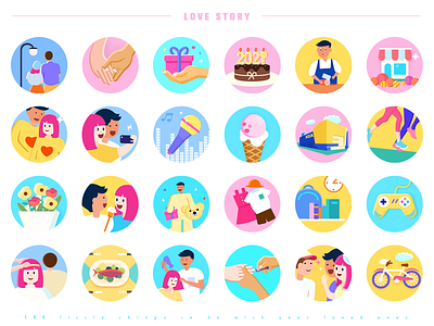 100 little things to do with your loved ones branding character design graphic design icon illustration love ui