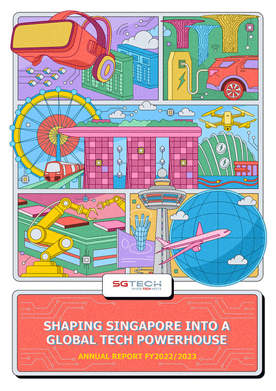 Art of Tech - SGTech Annual Report Design annual report book book design branding cityscape design graphic design ill illustration landscape singapore typography vector