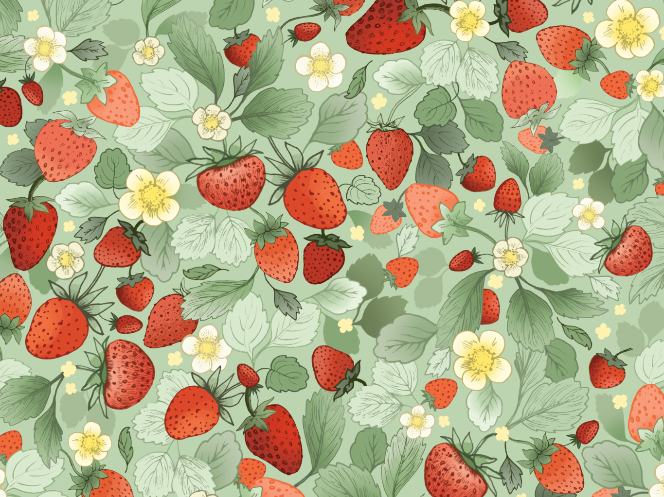 Strawberry Fields Forever Surface Pattern Design by Justyna Caputa on ...