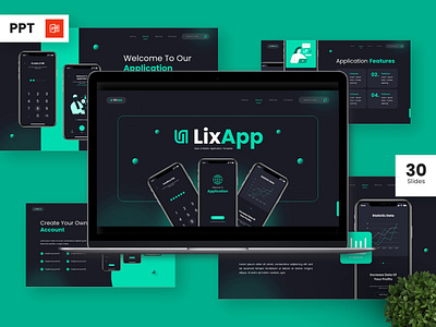 LixApp - Mobile App & Saas Powerpoint Templates picth deck portfolio powerpoint presentation template ui ux