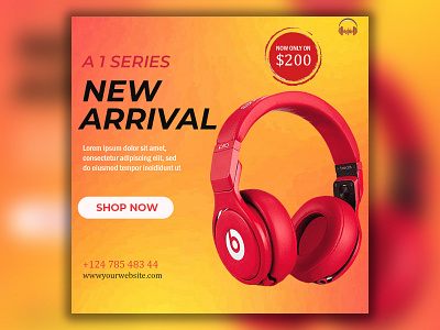 Headphone Post Design branding design graphic design logo photoshop post design ui