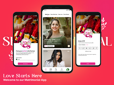Matrimonial - Mobile App UI app concept design graphic design matrimonial mobile app ui