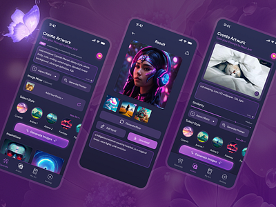 AI Artist Generator Ui App ai ai app ai design artist image app mobile mobile app photo creator ui uxui