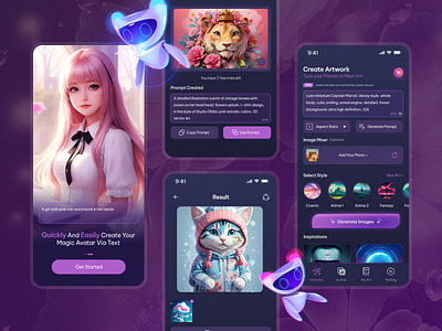 AI Artist Generator Ui App ai app app design artist mobile mobile app photo creator ui uxui