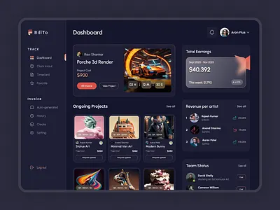 Manage Billing Dashboard Design darkui modern productdesign ui