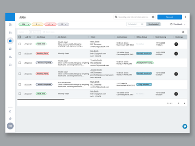 Job Management Product UI (B2B) data grid job management material design product design react saas spreadsheet ui ux web app