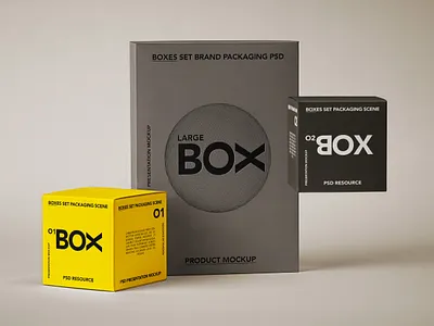 Free Packaging Boxes Psd Branding box mockup boxes mockup set packaging mockup
