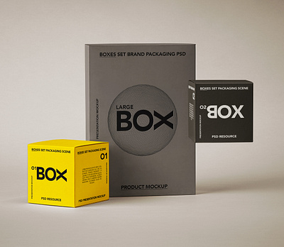 Free Packaging Boxes Psd Branding box mockup boxes mockup set packaging mockup