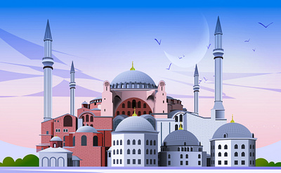 Ayasofya Mosque adobe illustrator adobe photoshop animation animationart artwork branding design digitalart editing graphic design illustration vectorart vectorillustration