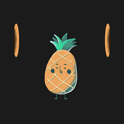 Bald Pineapple animation cute art design digital art frame by frame graphic design illustration motion graphics pineapple