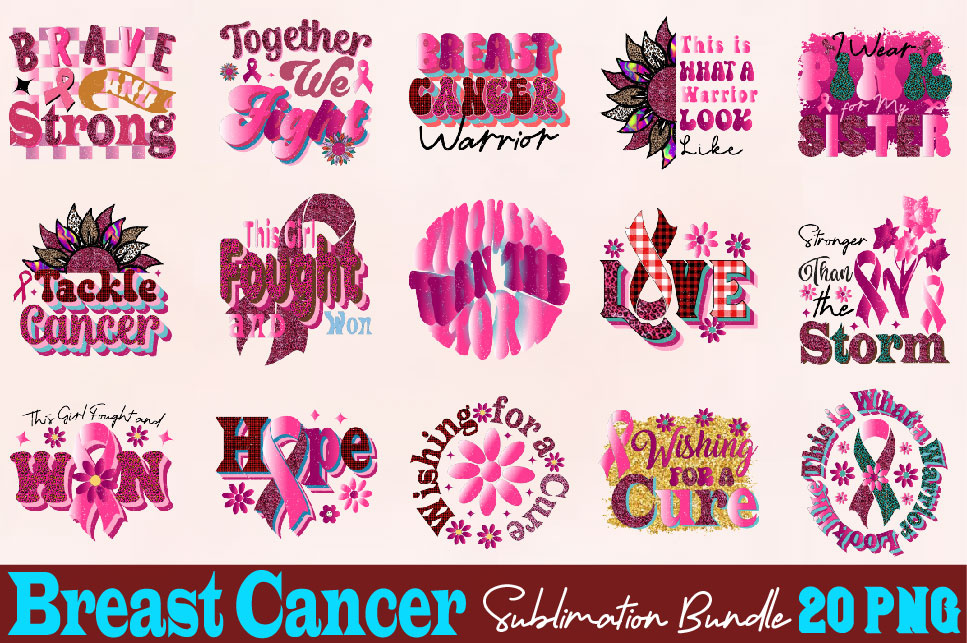 Breast Cancer Sublimation Design Bundle by SVGArt on Dribbble