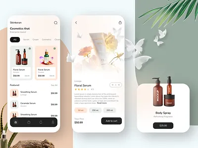 Cosmetic App UI 3d branding cosmetic creative figma graphic design logo motion graphics ui ux