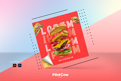 Burger Social Media Poster adobe illustrator adobe photoshop art branding burger creative design designer designinspiration dribbble food graphicdesigner illustrator poster red