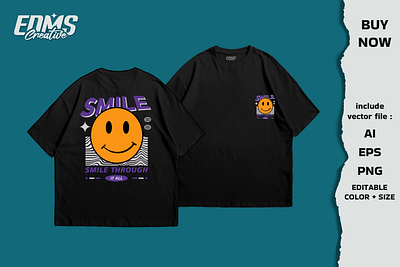 Smile Through it All adobe illustrator apparel artwork calligraphy character clothing design drawing happy lettering merchandise design poster design retro design smile sticker design streetwear tshirt design tshirt design tshirt logo typography tshirt vector vintage design