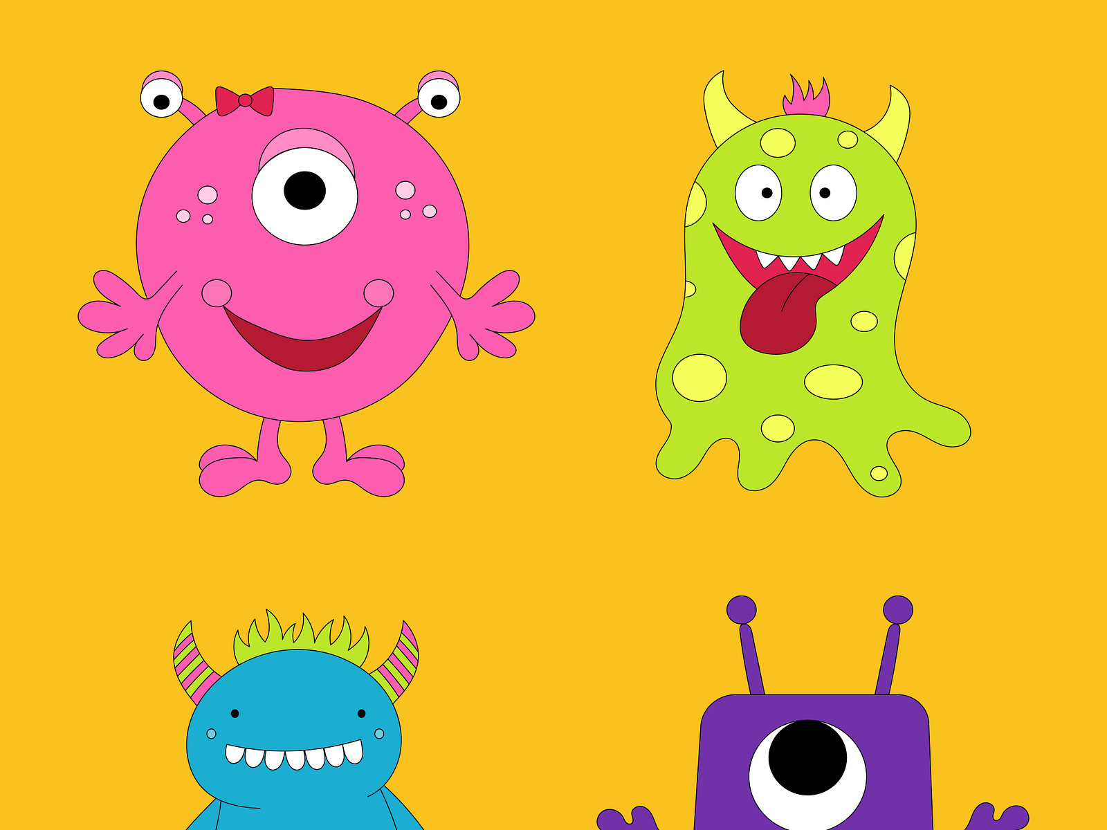 A set of cute and kind monsters by Daria on Dribbble