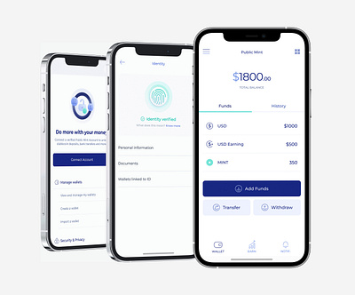 Public Mint · UI/UX design blockchain crypto dashboard digital finance fintech mobile app money product product design technology ui ui design ux visual design wallet web app
