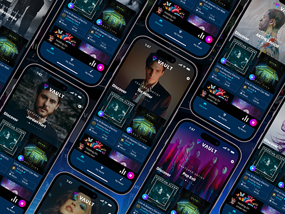 Vault Music - Featured Artists album app app design artists brand clean design ep feature featured artists graphic design interface music music app product design simple ui ui design ux ux design
