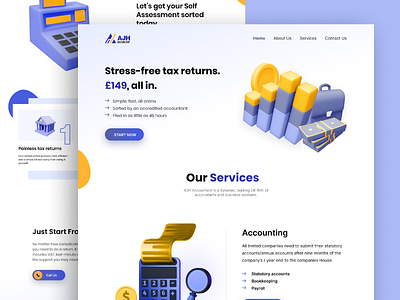 Tax Return Company Website Design - UIUX 3d accounting company development figma graphic design illustration tax tax consulting tax payments plans tax relife tax returns tax services ui ui desoign uiux website