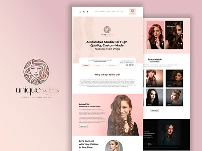 "Unique Wigs: Explore Our Stylish Online Shop Website UI" landing page design minimal design modern design ui design unique wigs user experience design user interface design website design wig