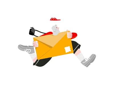 Mail on the way character delivery design illustration mail run vector