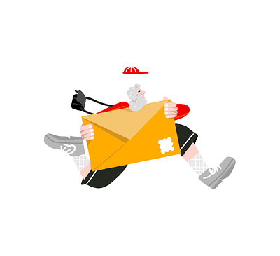 Mail on the way character delivery design illustration mail run vector