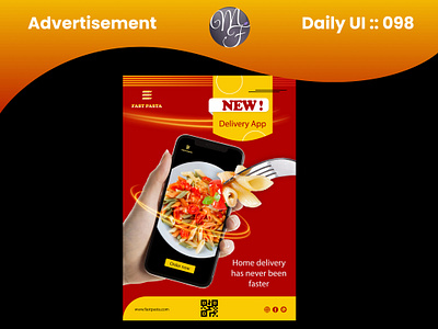 Advertisement Daily UI 098 advertisement app branding color daily ui delivery design fast food graphic design illustration logo pasta phone poster pub restaurant ux vector webdesign