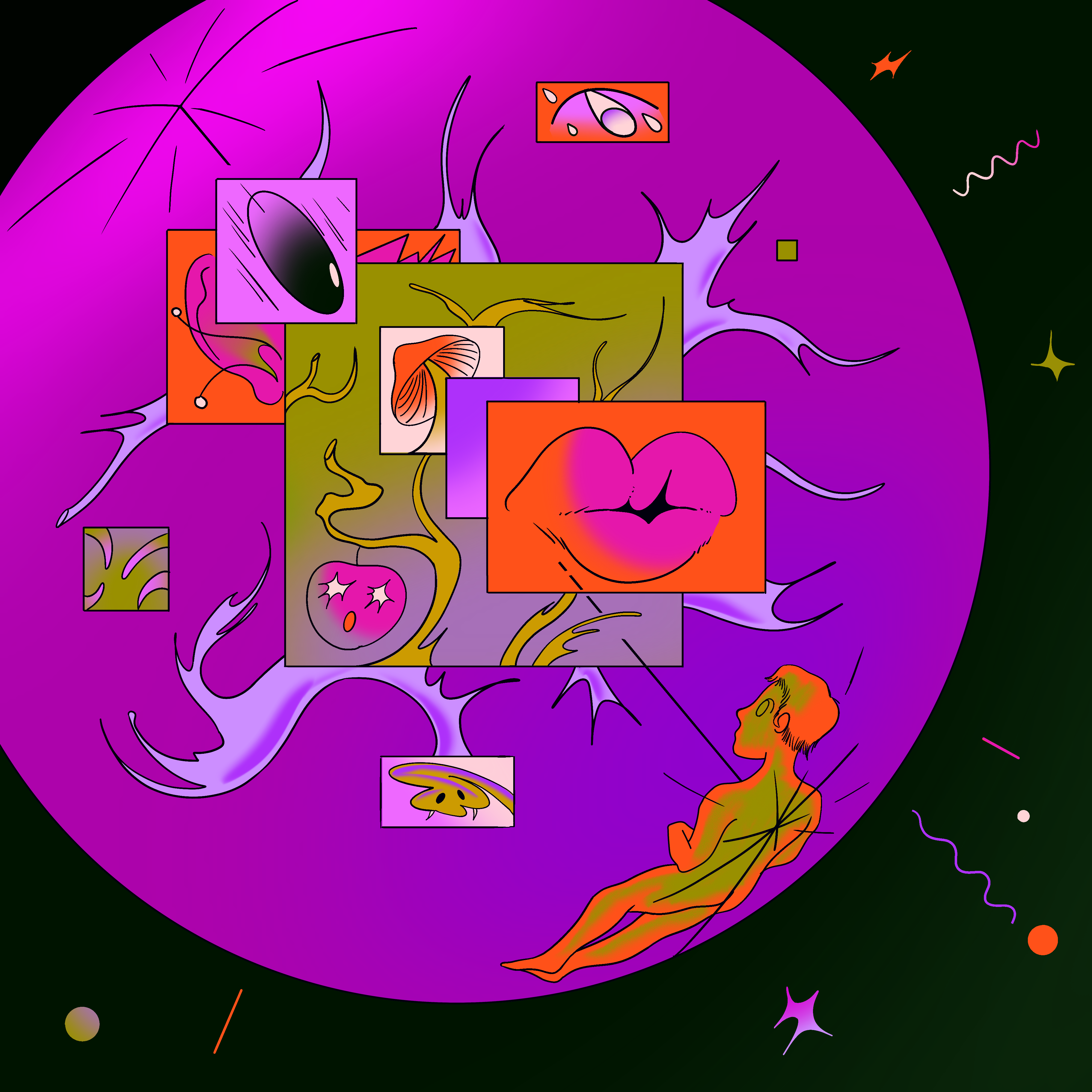 Where am I in all of this 2d abstract character design flat illustration shapes simple